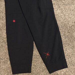 Men’s Lululemon Black Joggers with Red Logo